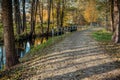 Path in the autumn park along the river.