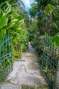 Entrance gate to tropical garden and park Welchman Hall Gully,, Barbedos. Royalty Free Stock Photo
