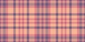 Path check vector tartan, luxurious background pattern texture. Golf fabric seamless textile plaid in orange and red colors