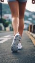 Path Closeup: Girl Walking in Athletic Shoes