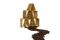 A path from coffee leads to a biscuit house Royalty Free Stock Photo