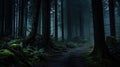 Path in a dark and scary forest Royalty Free Stock Photo