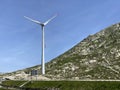 The Path of Energy der Pfad der Energie in the Gotthard wind farm or Windpark St. Gotthard and in the alpine mountainous Royalty Free Stock Photo