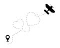 Path flight love travel plane loving trip and airplane romantic air loves symbols vector illustration