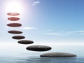 Path form zen stone to sun Royalty Free Stock Photo