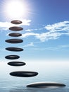 Path form zen stone to sun Royalty Free Stock Photo