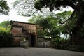 path, gate and trees at the fort canning park (singapore) Royalty Free Stock Photo