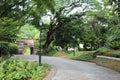 path, gate and trees at the fort canning park - singapore Royalty Free Stock Photo