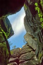 Path, gorge in AdrÃÂ¡pach-Teplice Rocks. View up