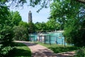 Path in front of Centennial Beach and the Millennium Carillon Tower Naperville Illinois