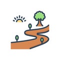 Color illustration icon for Path, pathway and landscape