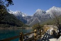 Path by lake at Jade Dragon Snow Mountain Royalty Free Stock Photo