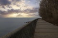 Path on lake Ontario during sunset, Toronto Islands. Royalty Free Stock Photo