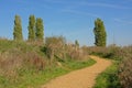 Path through a landscape with trees and shrubs in Gentbrugse Meersen nature reserve Royalty Free Stock Photo