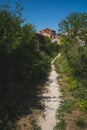 Path leading to Cathedral of Santa Maria Assunta and Church of Santa Fosca on island of Torcello, Venice, Italy