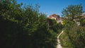 Path leading to Cathedral of Santa Maria Assunta and Church of Santa Fosca on island of Torcello, Venice, Italy Royalty Free Stock Photo