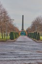 The path leading to the Nelson Monument, a very high column in the middle of Glasgow Green Park