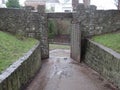 Exiting the grounds of Rochester castle, Kent Royalty Free Stock Photo