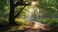 path light branch morning forest