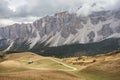 A path long an alpin pasture in the Italin Dolomites in autumn Royalty Free Stock Photo