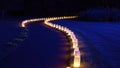Path of Luminaries Illuminated at Night Royalty Free Stock Photo