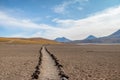 Path on Miniques and Miscanti Lagoon area - Atacama Desert, Chile Royalty Free Stock Photo
