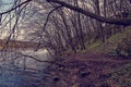 Path in mountain forest along the river Royalty Free Stock Photo