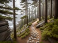 path on the mountain with forest