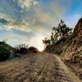 Path mountains look blue nature lifetime Royalty Free Stock Photo