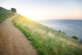 Path in the mountains overlooking the sea.