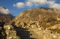 Path in mountains to Buddhist Temple in Muktinath, Himalayas Royalty Free Stock Photo