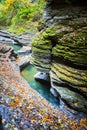 Path near small falls in Watkins Glen State Park, Finger Lakes, USA Royalty Free Stock Photo