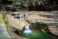 Path near small falls in Watkins Glen State Park, Finger Lakes, USA Royalty Free Stock Photo