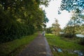 LONDON, ENGLAND - SEPTEMBER 28, 2017: Path and People in Windsor Great Park in England.