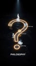 Path of Philosophy: A luminous question mark shapes an intellectual journey, exploring logic, epistemology, ethics, and Royalty Free Stock Photo