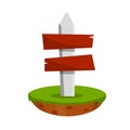 Path pointer with red plate. Direction way. Turn right. Element of road Royalty Free Stock Photo