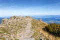 Path in Polish Beskid Mountains near Zawoja, hiking trail to Babia Gora - Diablak, summer lansdcape Royalty Free Stock Photo