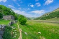 Sone walls and barns, Swaledale scenery, Yorkshire Dales National Park