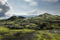 Path among rocks covered with moss at Lakagigar area, Iceland Royalty Free Stock Photo