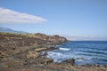 Path through the rough volcanic lands known as malpais, at Puertito de Guimar, Tenerife, Canary Islands, Spain Royalty Free Stock Photo