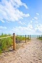 Path of sand going to the beach and ocean in Miami Beach Florida Royalty Free Stock Photo