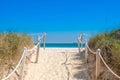 Path on the sand going to the ocean in Miami Beach Royalty Free Stock Photo