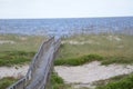 The path through the sandy dune is made much easier with a long boardwalk