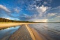 Path on the sea in evening light Royalty Free Stock Photo