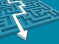 Path showing the direction out of a blue maze Royalty Free Stock Photo