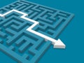 Path showing the direction out of a blue maze Royalty Free Stock Photo