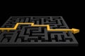Path showing the direction out of a dark labyrinth