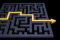 Path showing the direction out of a dark labyrinth Royalty Free Stock Photo