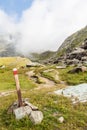 Path sign on Italian Alps