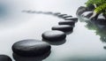 Path of Black Stones on the Water in a Zen Garden - Generative Ai Royalty Free Stock Photo